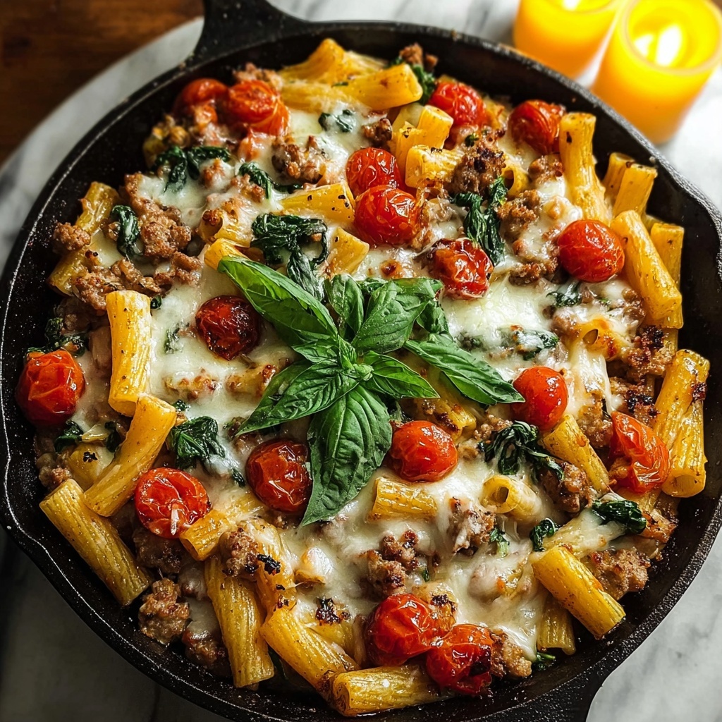 Creamy Tuscan Sausage Pasta Bake Recipe - Recipe Image