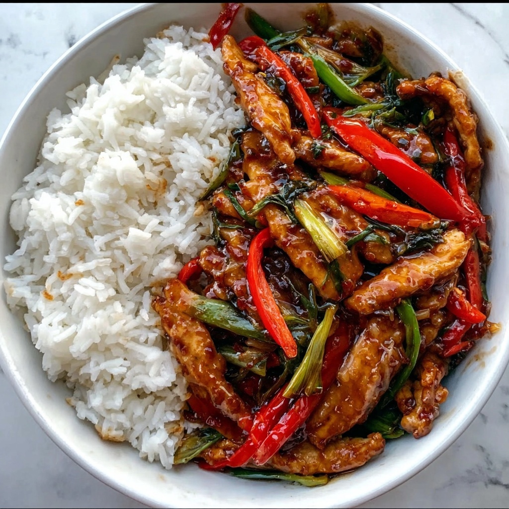 Spicy Garlic Chicken Stir-Fry with Rice Recipe - Recipe Image