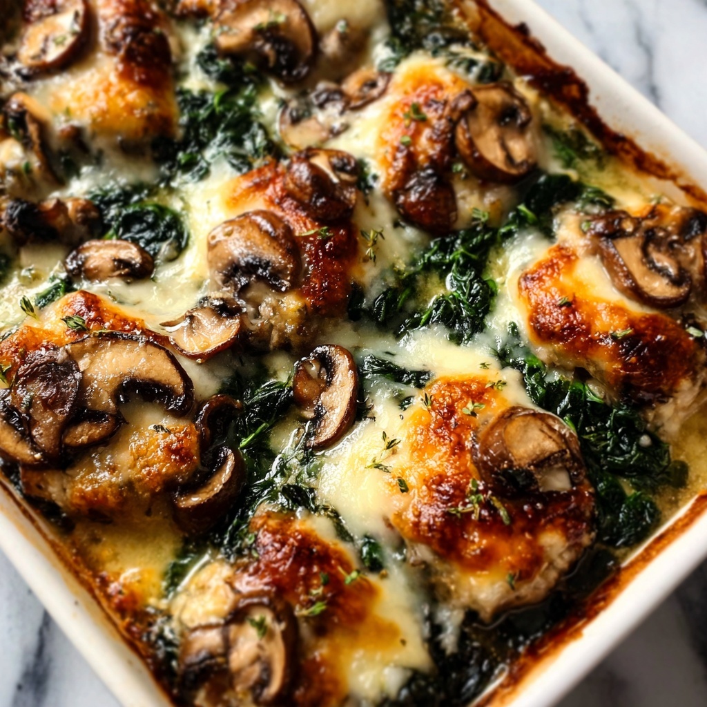 Chicken, Spinach, and Mushroom Low-Carb Oven Dish Recipe - Recipe Image