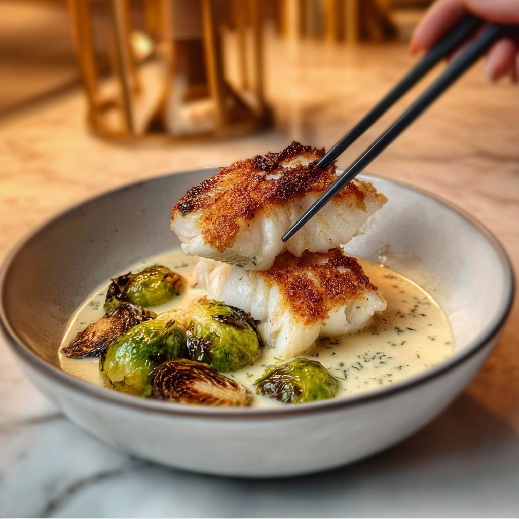 Lemon Garlic Butter Cod Bowls with Roasted Brussels Sprouts Recipe - Recipe Image