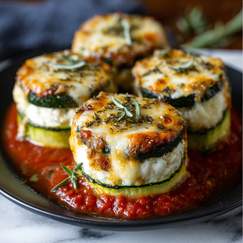 Layered Zucchini Ricotta Melts with Marinara Recipe - Recipe Image