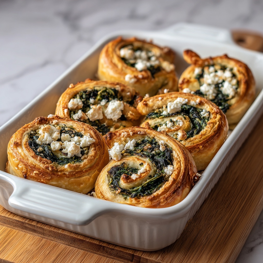 Spinach Feta Puff Pastry Pinwheels Recipe - Recipe Image