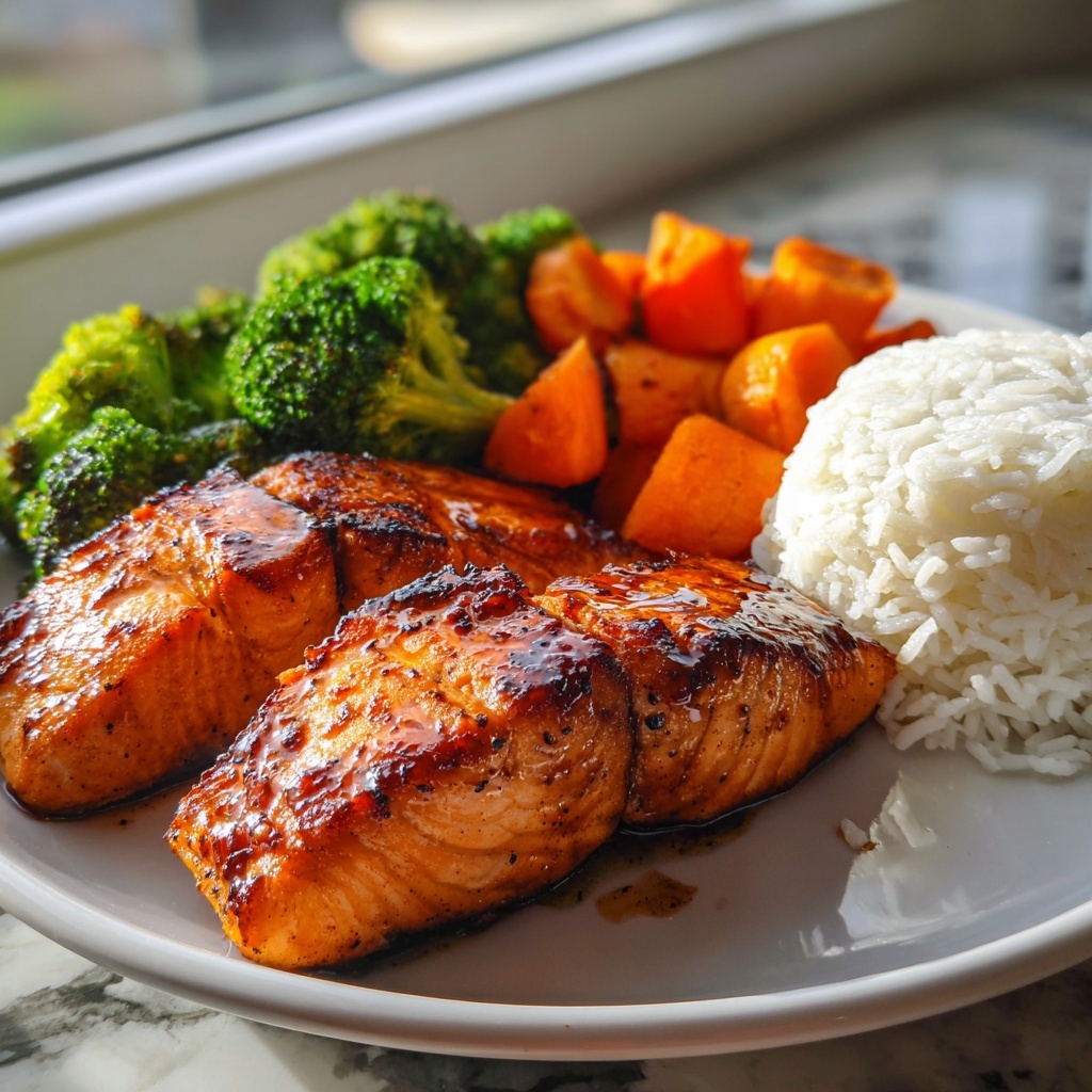 Salmon Teriyaki with Steamed Rice: A Flavorful and Healthy Meal Recipe - Recipe Image