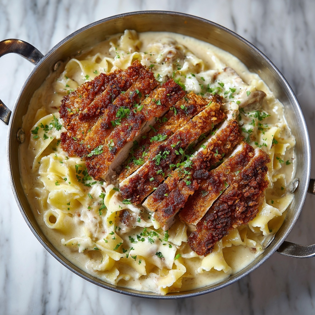 Crispy Chicken Fettuccine Alfredo Recipe - Recipe Image