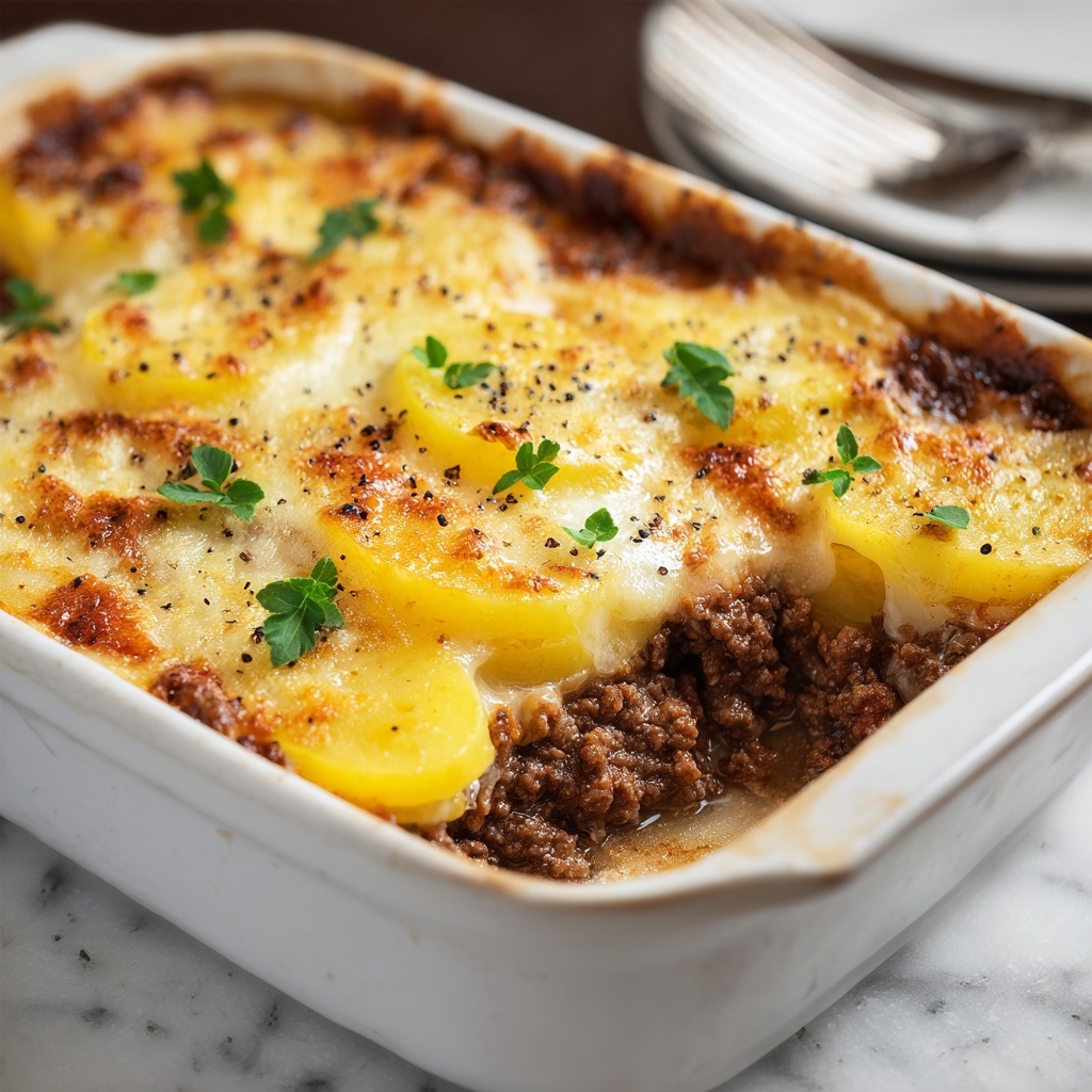 Beef Potato Cheese Casserole Recipe - Recipe Image