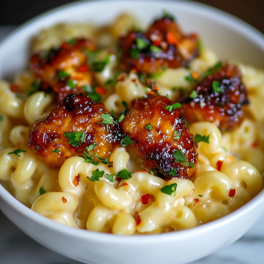 Spicy Honey Pepper Chicken with Creamy Mac and Cheese Recipe - Recipe Image