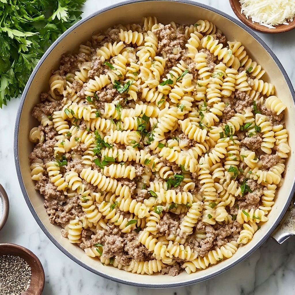 One Pot Beef and Garlic Butter Pasta Recipe - Recipe Image