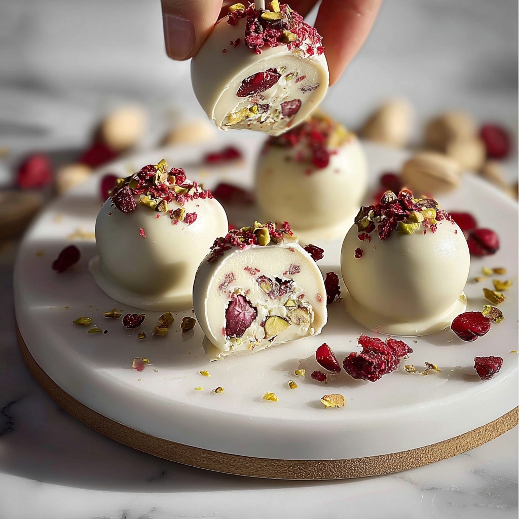 Cranberry Pistachio White Chocolate Truffles Recipe - Recipe Image