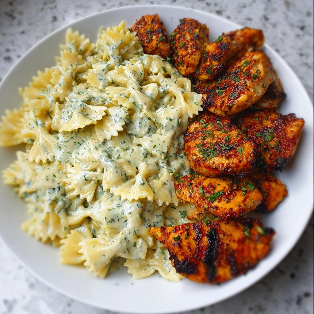 Lemon Garlic Chicken with Creamy Bowtie Pasta Recipe - Recipe Image