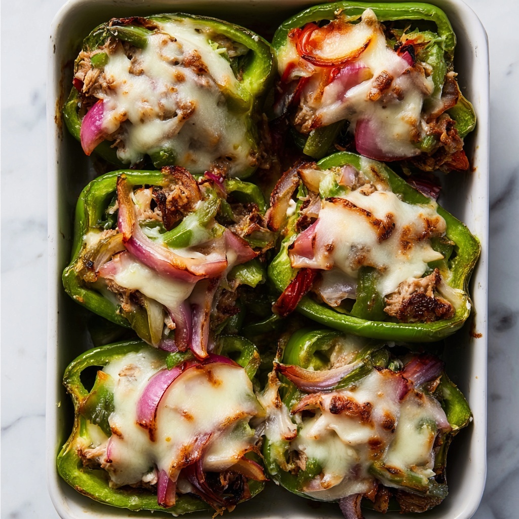 Philly Cheesesteak Loaded Stuffed Peppers Recipe - Recipe Image