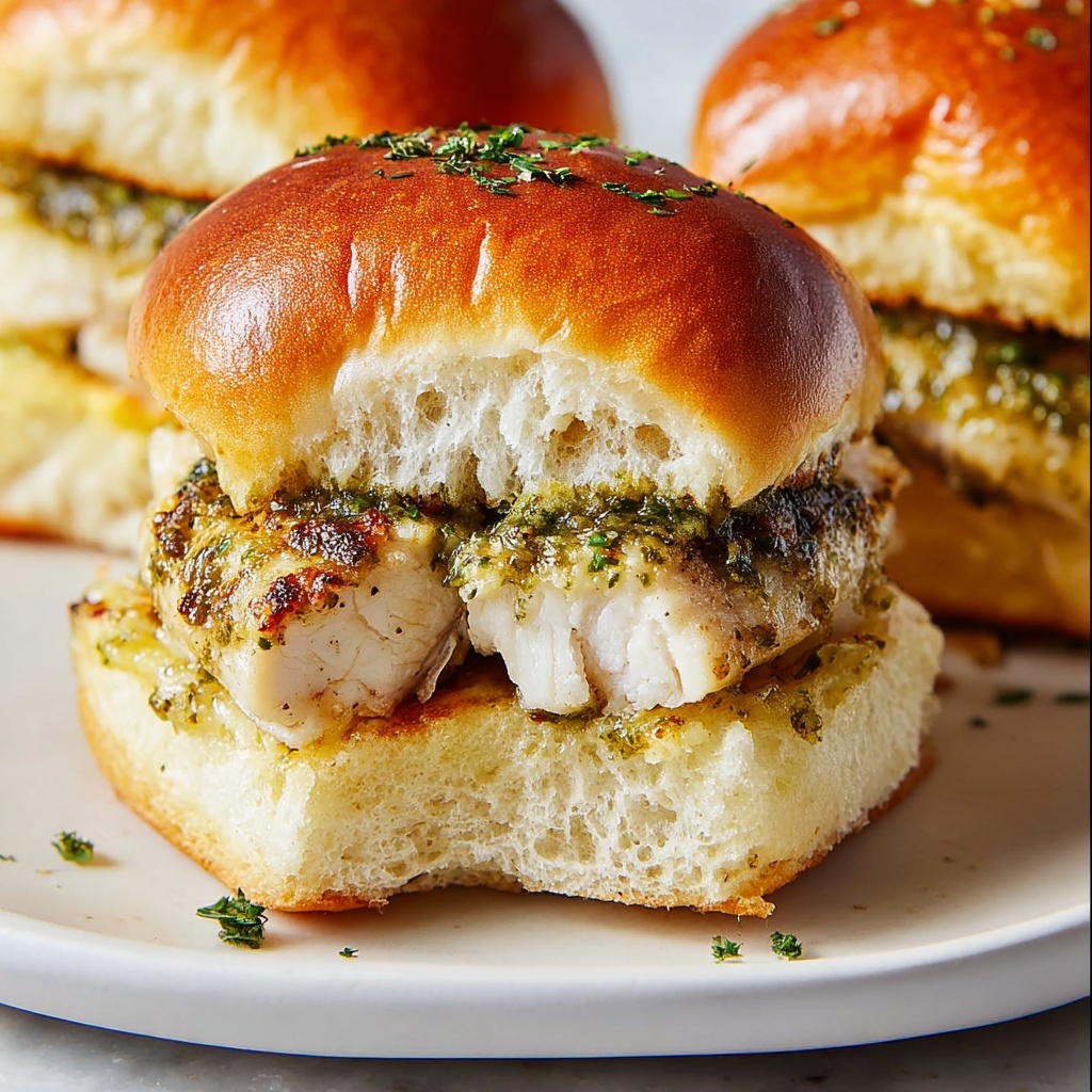 Cheesy Garlic Pesto Chicken Sliders Recipe - Recipe Image