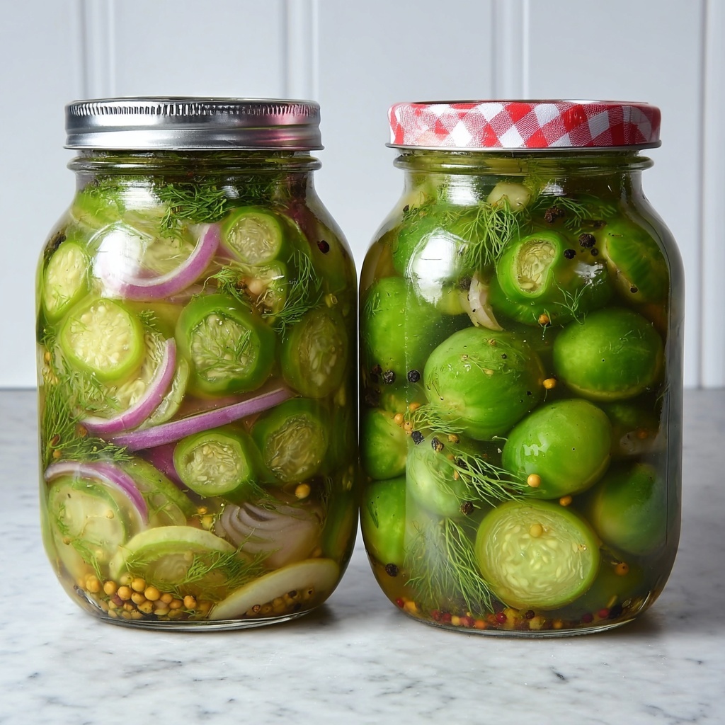 Pickled Green Tomatoes, Onions, and Peppers Recipe - Recipe Image