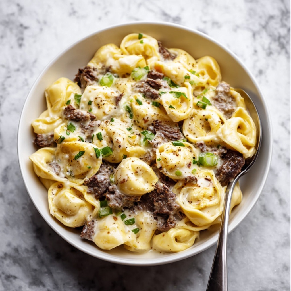 Philly Cheesesteak Tortellini Pasta Recipe - Recipe Image
