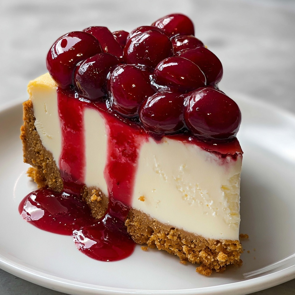Classic New York Cheesecake with Cherry Pie Filling Recipe - Recipe Image