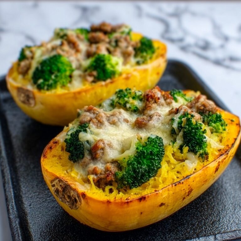 Stuffed Spaghetti Squash with Broccoli and Ground Beef Recipe