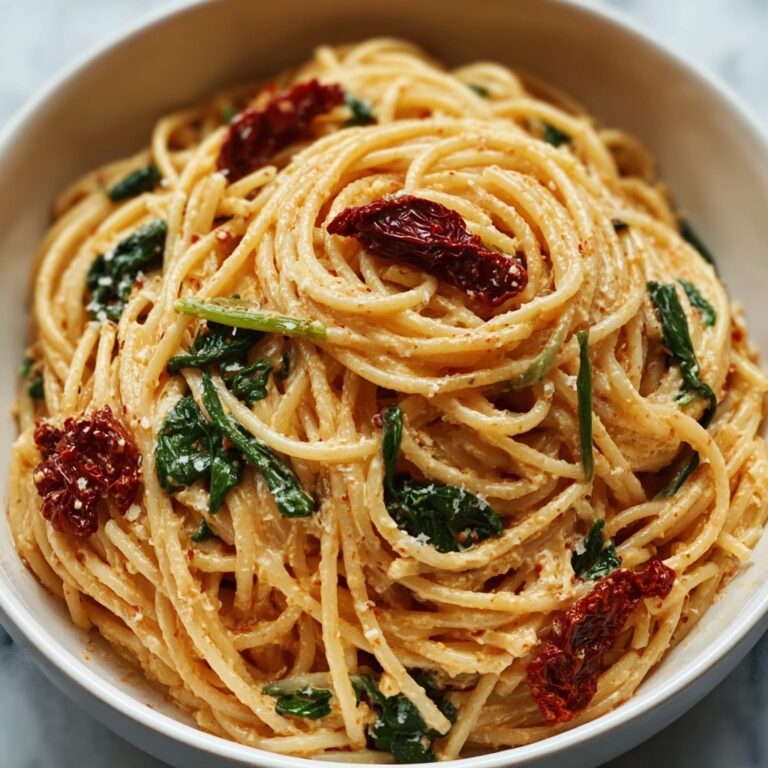 Spaghetti & Spinach with Sun-Dried Tomato Cream Sauce Recipe