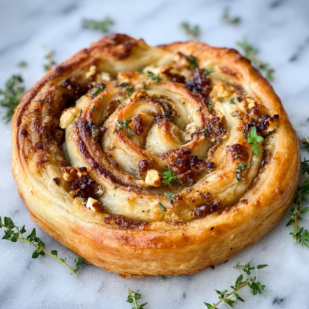 Blue Cheese, Walnut, and Thyme Pull-Apart Puff Pastry Twirl Recipe - Recipe Image