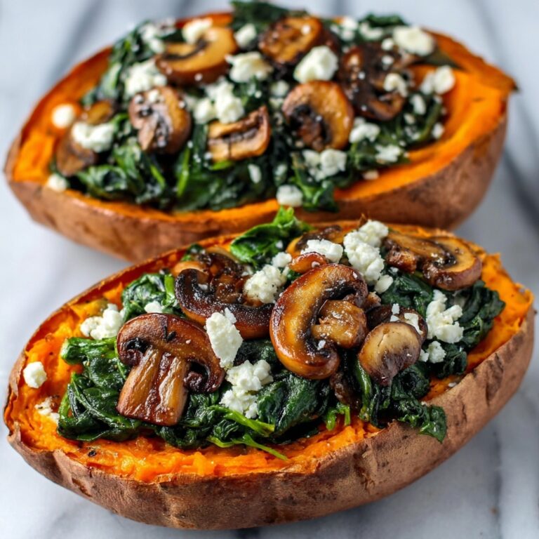 Stuffed Sweet Potatoes with Spinach, Mushroom, and Feta Recipe