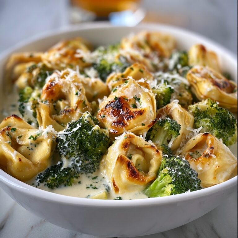 Creamy Garlic Parmesan Tortellini with Chicken & Broccoli Recipe