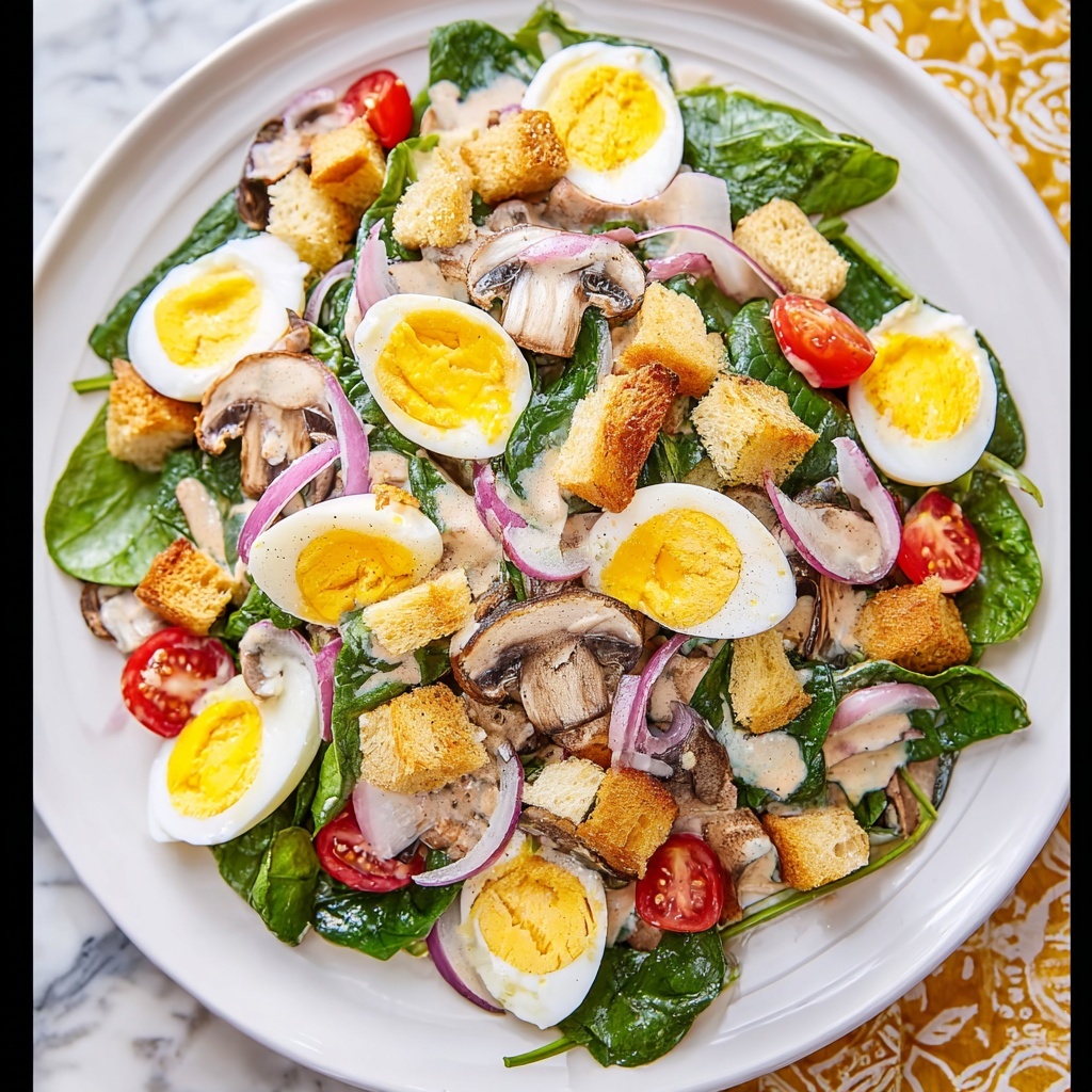 Spinach Salad with Basil Green Goddess Dressing Recipe - Recipe Image