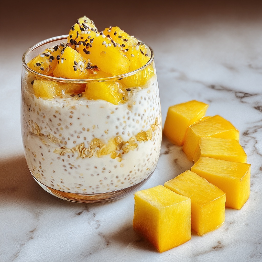 Mango Coconut Overnight Oats Recipe - Recipe Image