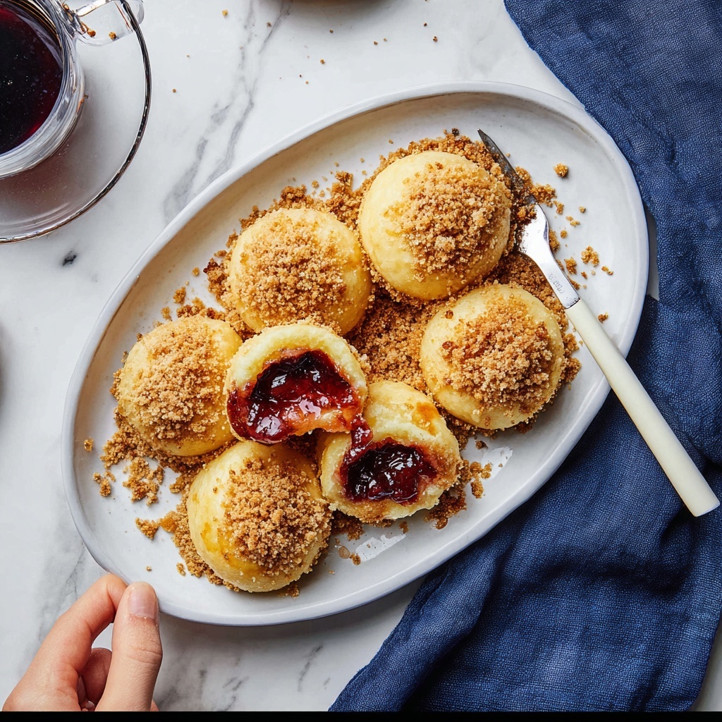 Plum Dumplings with Ricotta and Breadcrumbs Recipe - Recipe Image