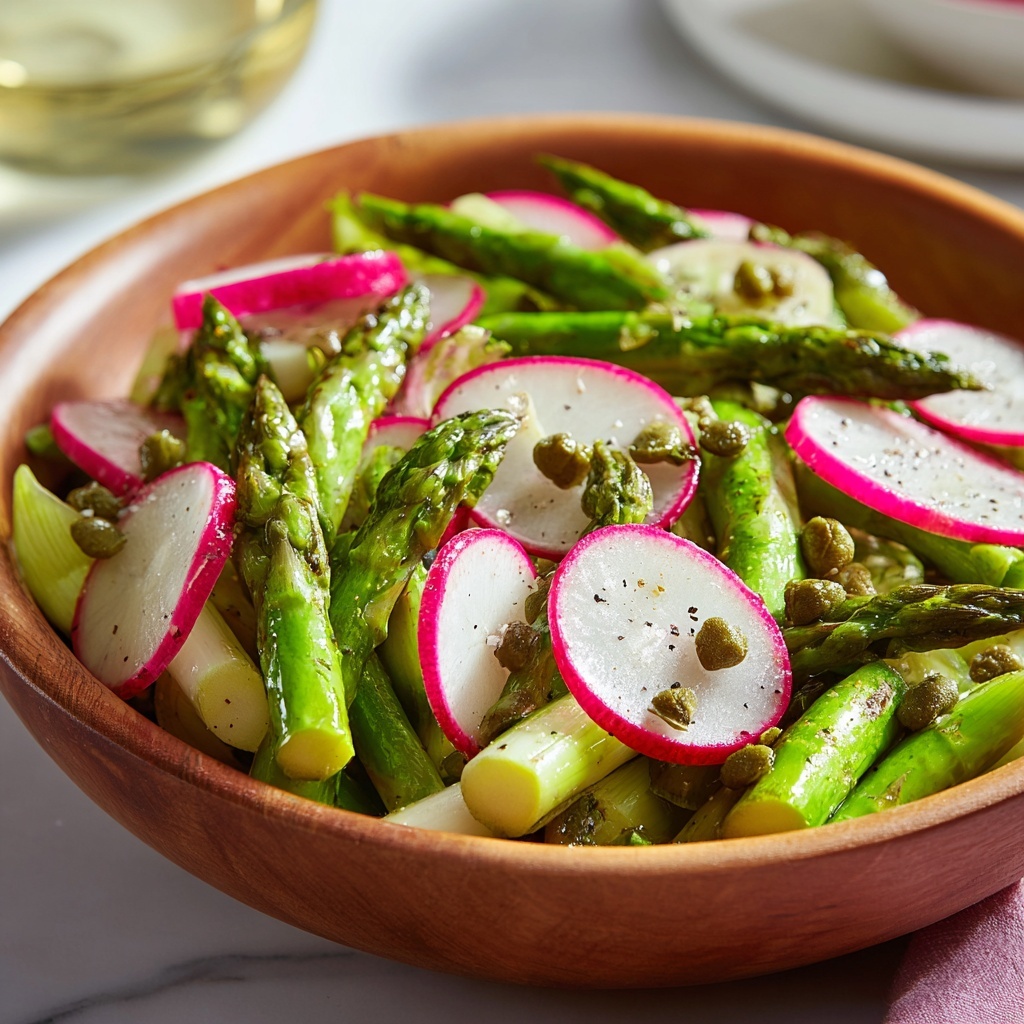 Asparagus and Radish Salad with Caper Vinaigrette Recipe - Recipe Image