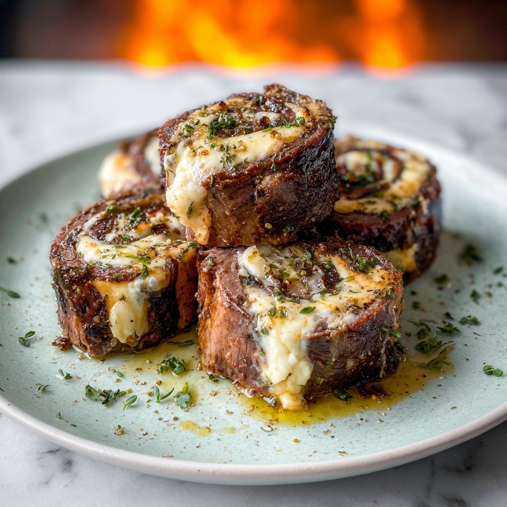 French Onion Steak Pinwheels Recipe - Recipe Image