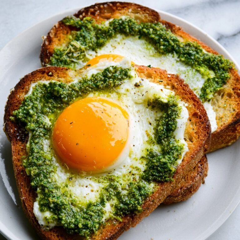 Pesto Eggs on Sourdough Toast with Herbed Goat Cheese Recipe