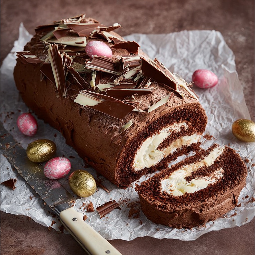 Easter Chocolate Log Cake Recipe - Recipe Image