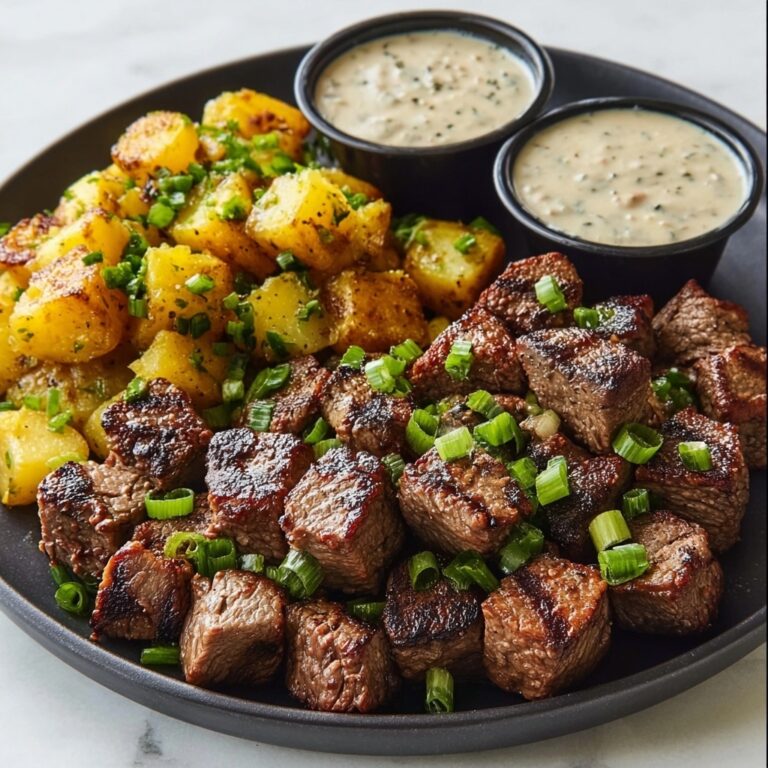 Garlic Butter Steak Bites with Crispy Smashed Potatoes Recipe