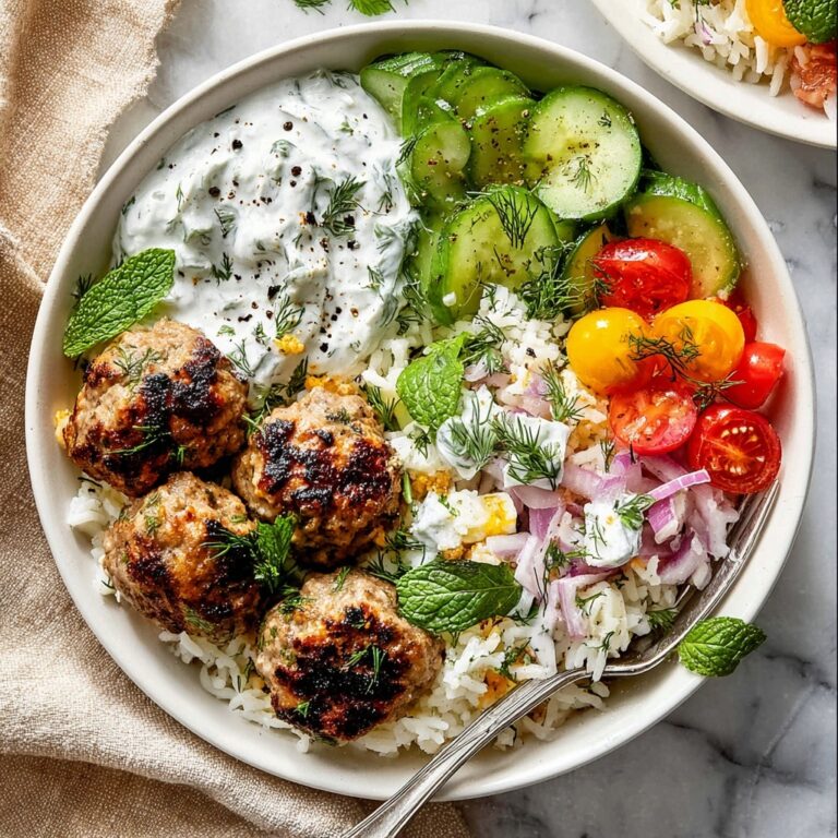 Greek Chicken Meatballs with Tzatziki and Fresh Veggies Recipe
