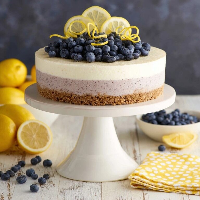 Lemon Blueberry Shortbread Mousse Cake Recipe
