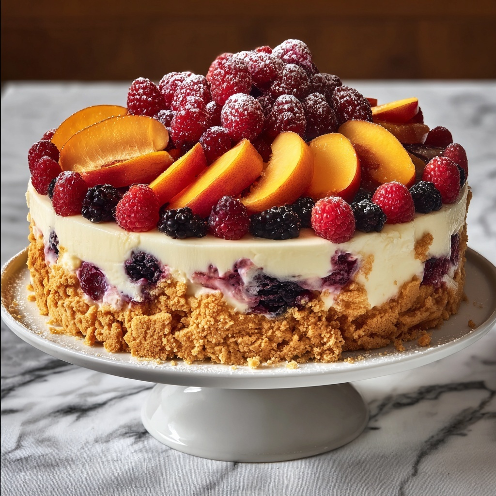 Berry and Peach Cheesecake Recipe - Recipe Image