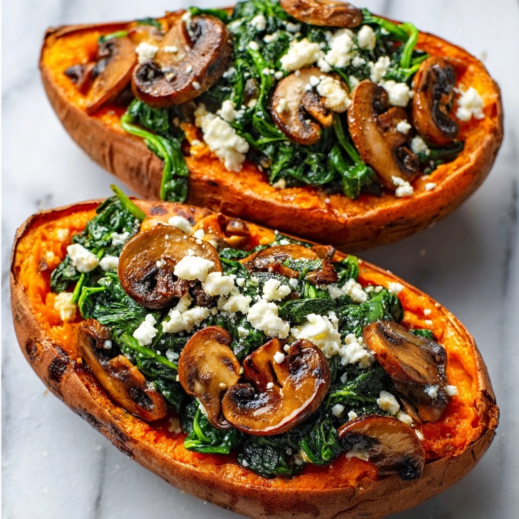 Stuffed Sweet Potatoes with Spinach, Mushroom, and Feta Recipe - Recipe Image