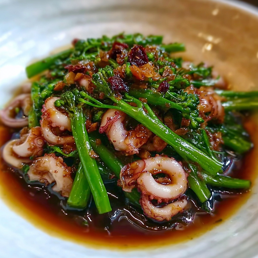 Citrus-Spiced Baby Octopus with Crunchy Broccolini Recipe - Recipe Image