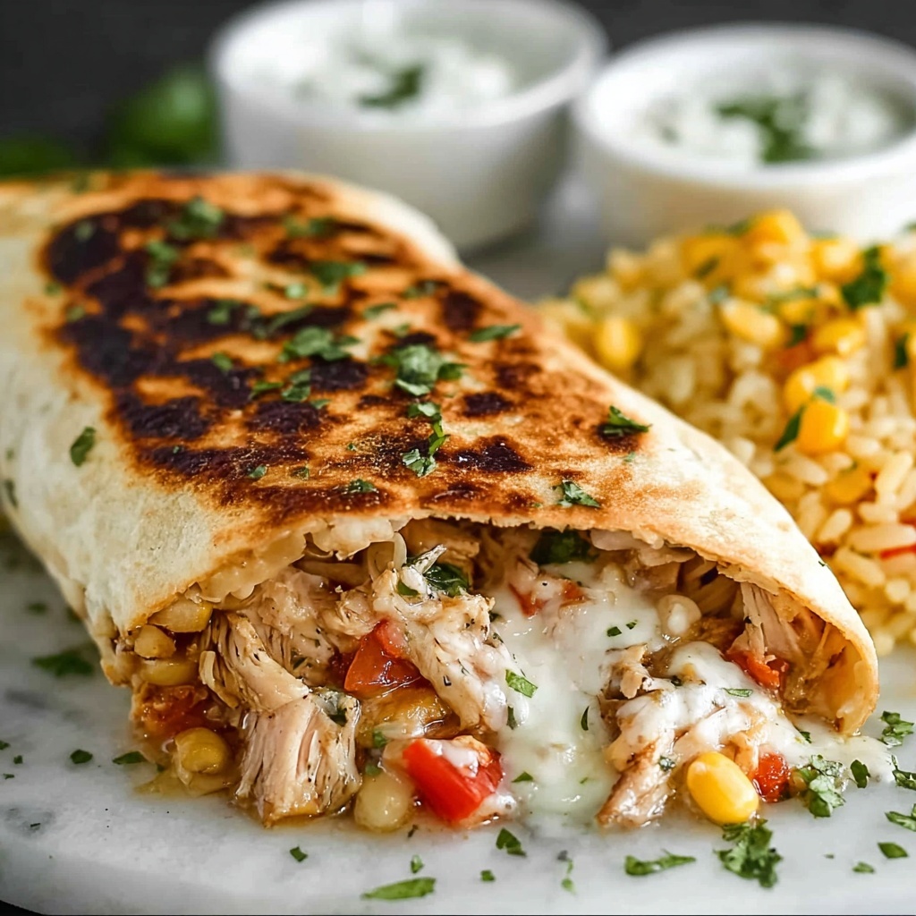 Smothered Green Chile Chicken Burritos Recipe - Recipe Image