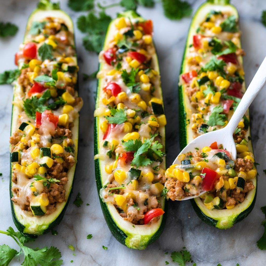 Turkey and Veggie Stuffed Zucchini Boats Recipe - Recipe Image