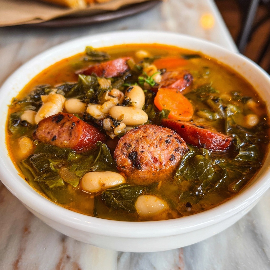 Smoked Sausage & Spinach Soup Recipe - Recipe Image