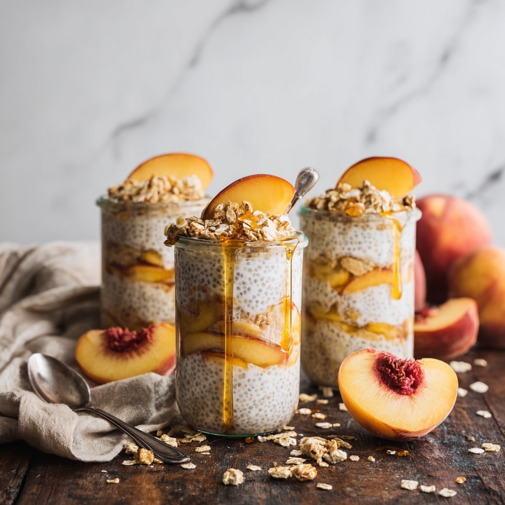 Peach Cobbler Overnight Oats Recipe - Recipe Image