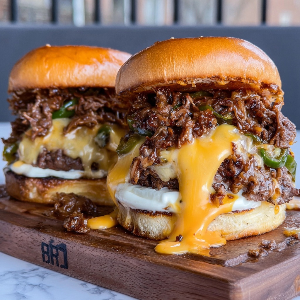 Philly Cheese Steak Burgers Recipe - Recipe Image