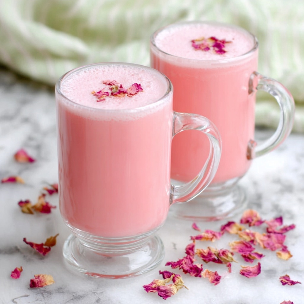 Creamy Rose Milk Recipe with optional fragrant and crunchy toppings Recipe - Recipe Image