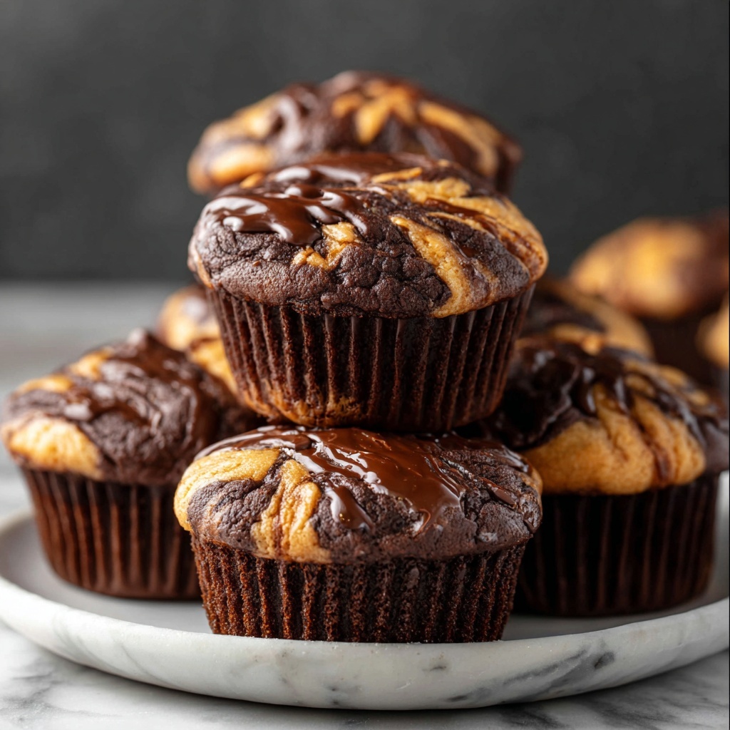 Chocolate Peanut Butter Swirl Muffins Recipe - Recipe Image