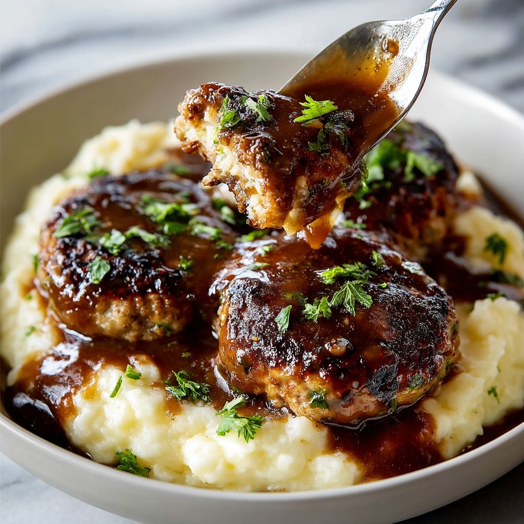 Salisbury Steak with Mushroom Gravy and Creamy Mashed Potatoes Recipe - Recipe Image