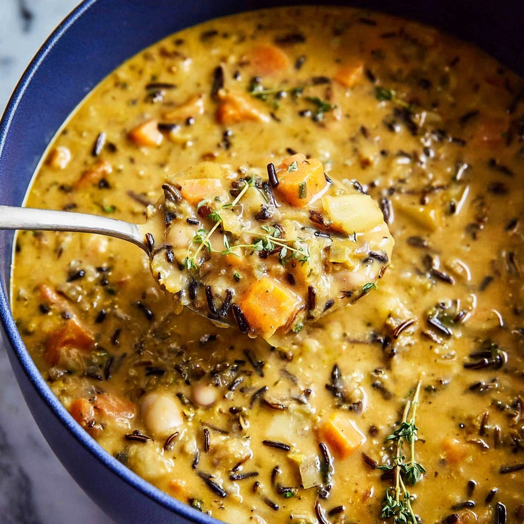 Nourishing Vegan Pumpkin Wild Rice Soup Recipe - Recipe Image