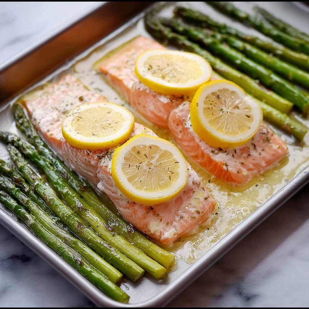 Garlic Butter Salmon and Asparagus Recipe - Recipe Image