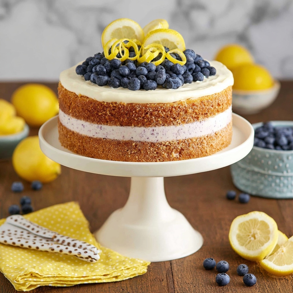 Lemon Blueberry Shortbread Mousse Cake Recipe - Recipe Image