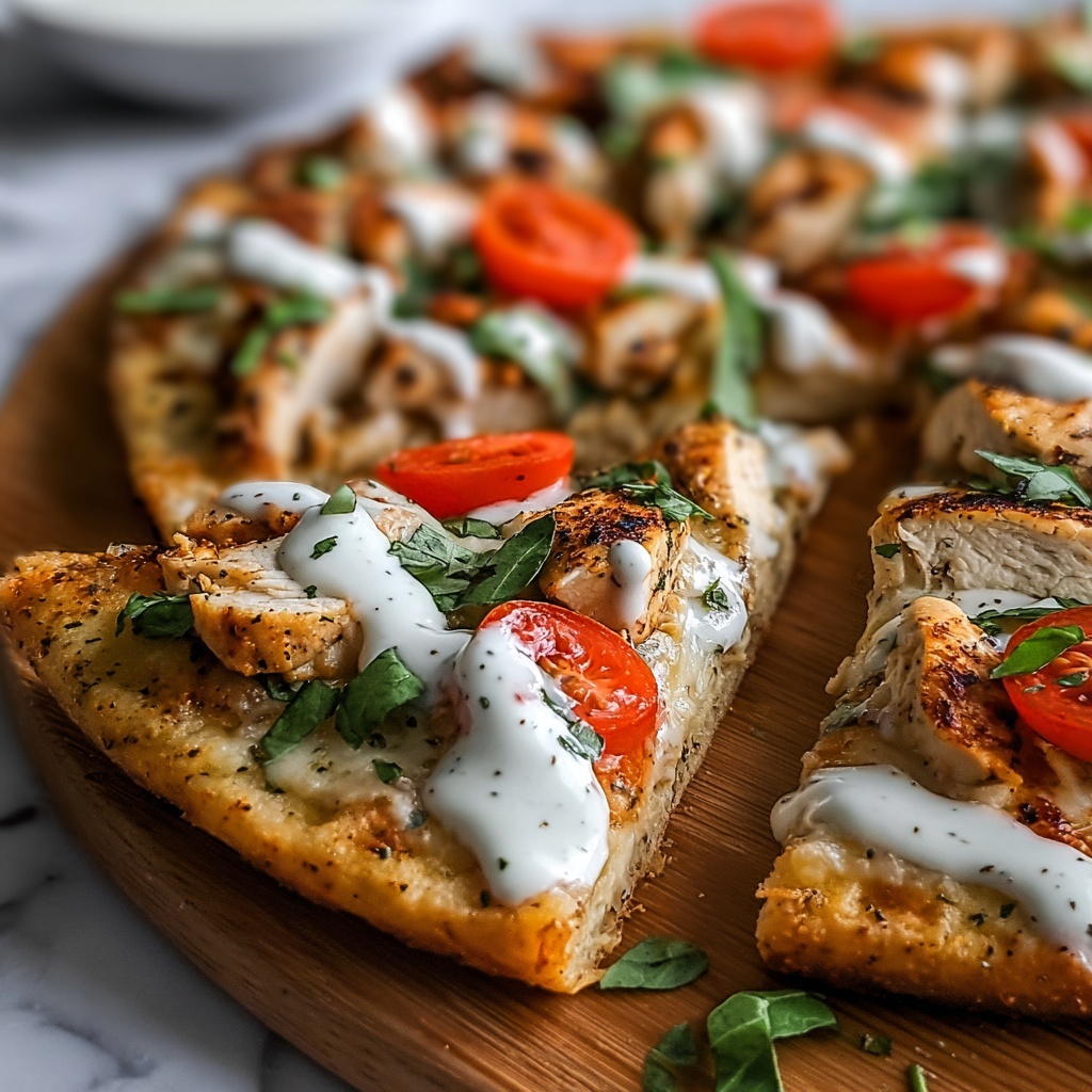 Mediterranean Tzatziki Chicken Naan Pizza Recipe - Recipe Image