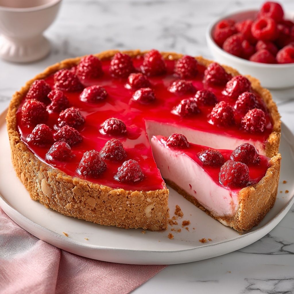 Easy Baked Raspberry Cheesecake Recipe - Recipe Image