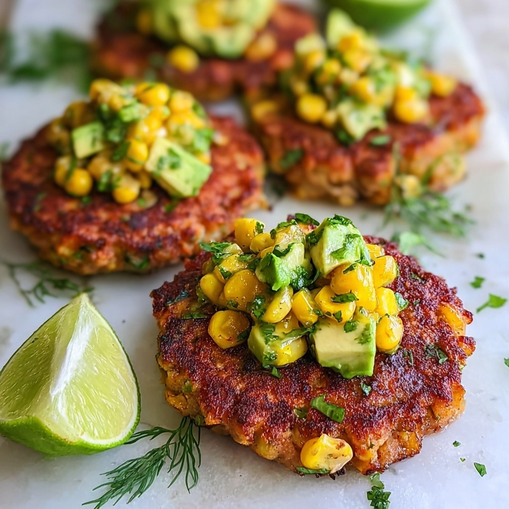 Chicken Burgers with Avocado Corn Salsa Recipe - Recipe Image